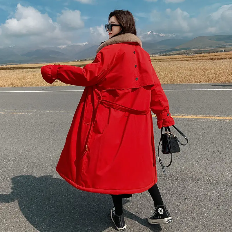 

New mid long over knee cotton padded jacket for women in winter