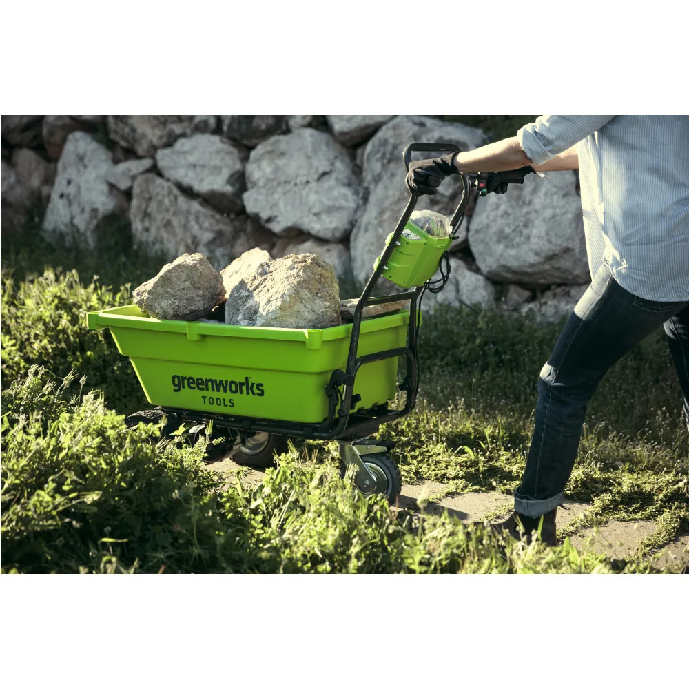 Садовая тележка самоходная Greenworks G40GCK4 40V 106 л с 1хАКБ 4 А.ч и ЗУ|Садовые тележки| |