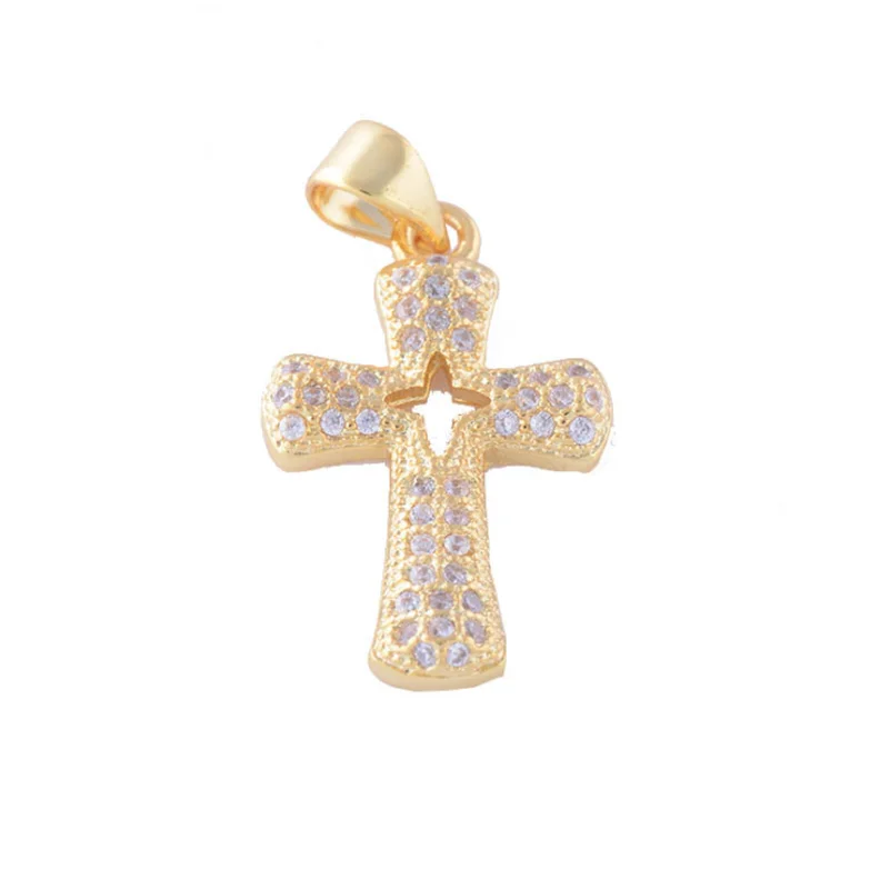 

Fashion Zircon Cross Pendant Single Pendant Micro-inlaid Necklace Copper Pendant Accessories Jewelry Gifts