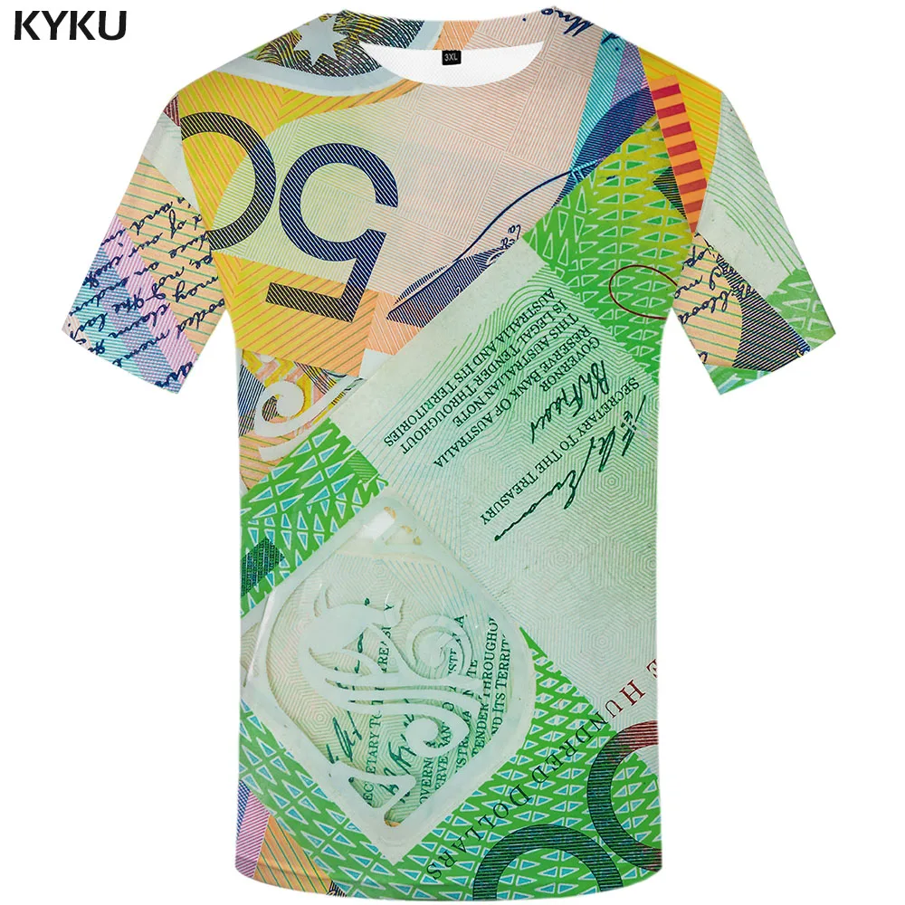 Фото KYKU австралийский доллар футболка для мужчин деньги рубашка Печать граффити