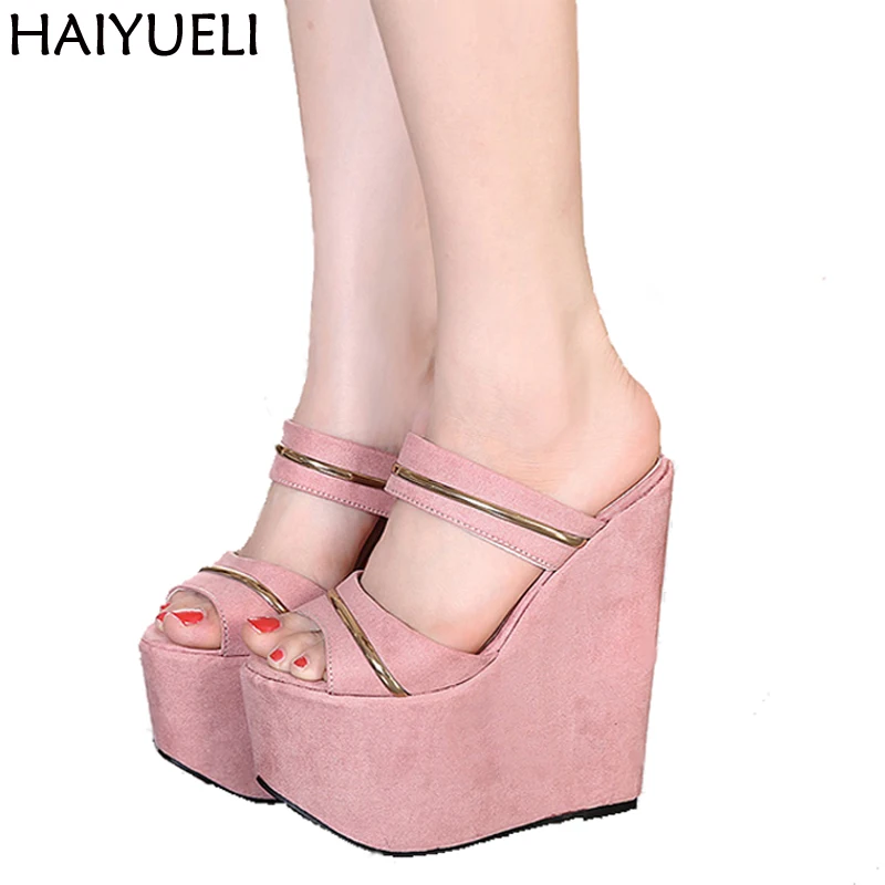 

17cm Heel Women Slippers Gladiator Sandals Fashion Wedges Shoes Fashion Platform Sandals Womens Heels Shoes Summer Slippers