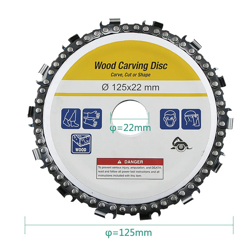 

Grinder Chain Disc 5 Inch 14 Teeth 22mm Arbor Woodworking Carving Disc for 125mm Angle Grinder and Circular Saw