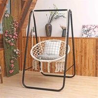 100kg hanging hammock swing cotton rope chair iron stand indoor camping outdoor furniture patio garden hammocks rack set