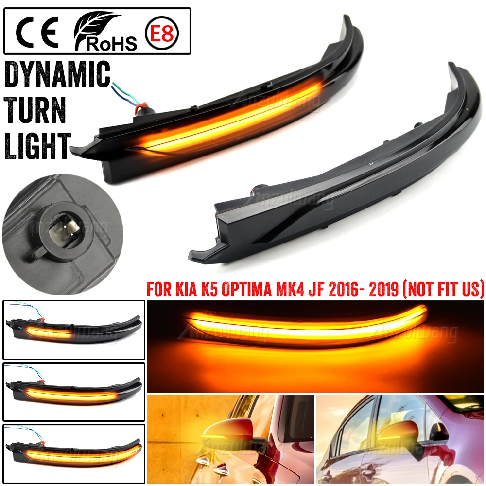 

For Kia K5 Optima MK4 JF 2016 - 2021 Dynamic LED Turn Signal Light Car Side Wing Mirror Sequential Indicator Blinker Lamp