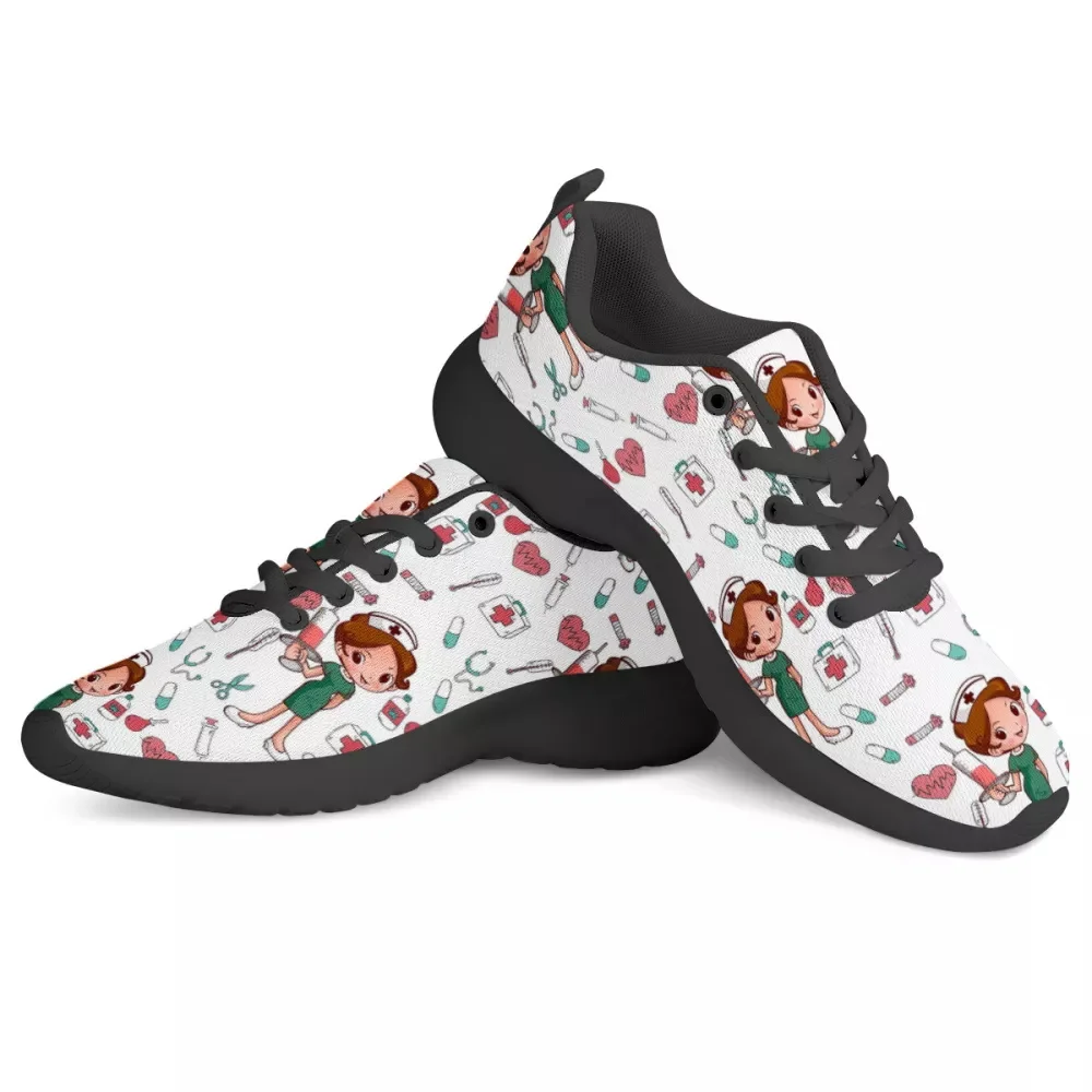 

HYCOOL Women Shoes Cartoon Nurse Print Outdoor Running Sport Sneakers for Female Adults Fashion Basketball Footwear Flat Winter