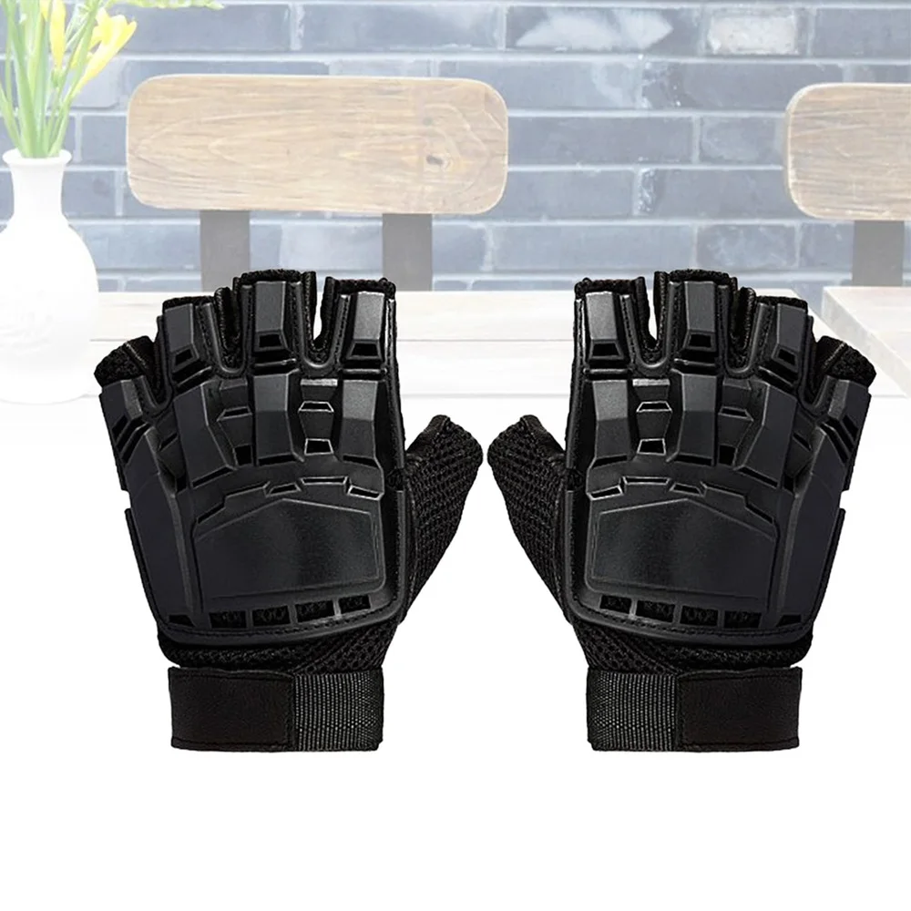 

Special Forces Half Finger Paintball Gifted Outdoor Equipment Deformed Leather Protection Star Mitten(Blac