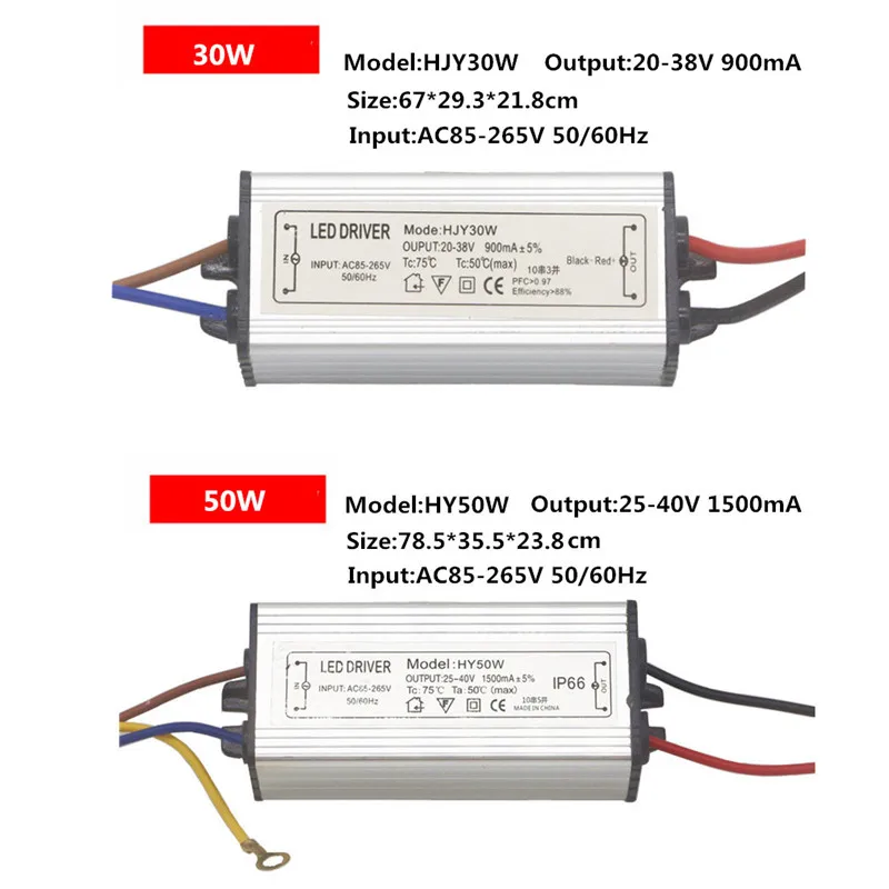 СВЕТОДИОДНЫЙ Драйвер Трансформаторы 1500mA 900mA мощностью 10 Вт, 20 Вт, 30 Вт, 50 Вт 100 Вт светодиодный s блок AC85-265V Питание для Светодиодный Мощность огни