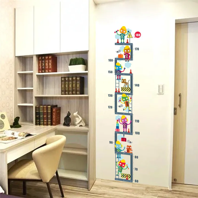 

Creative Robots Growth Chart Wall Stickers For Boys Room Bedroom Decoration Cartoon Mural Art Diy Home Decals Kids Gift