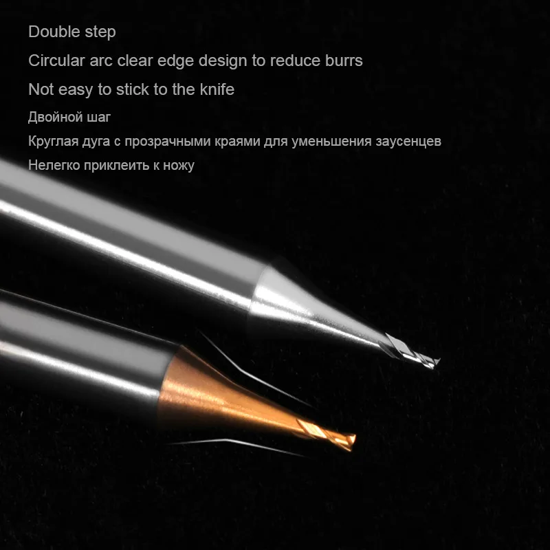 HRC60 микро концевые фрезы Алюминий ЧПУ карбид вольфрама Концевая фреза с 2