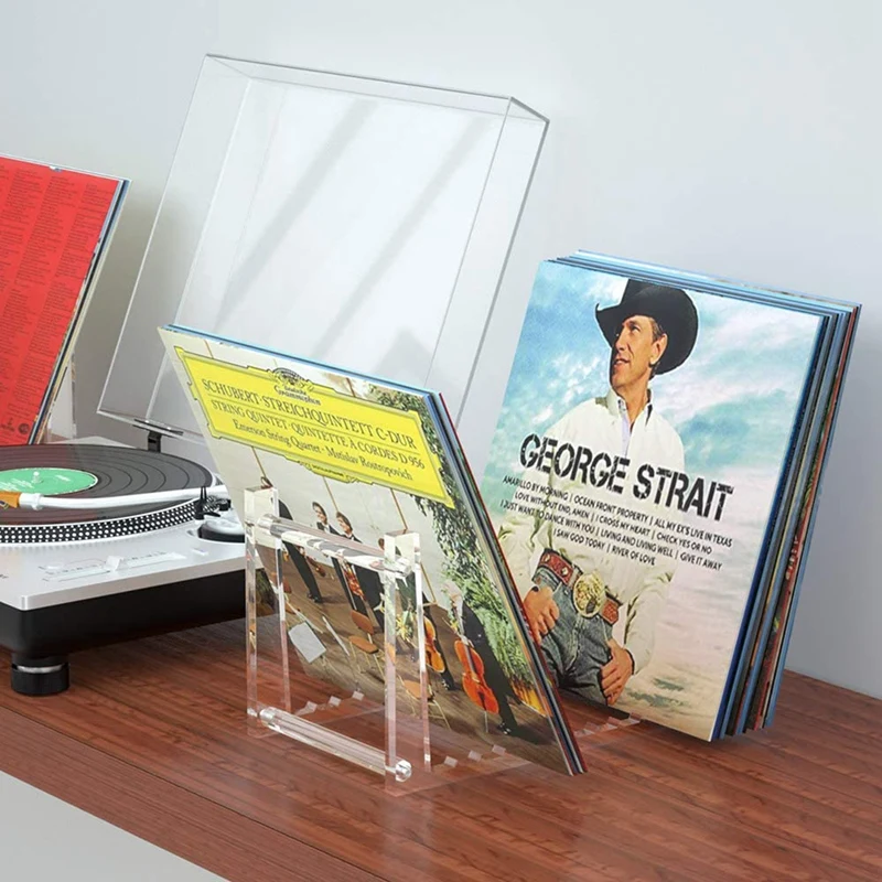

Clear Vinyl Record Stand Holder for Desktop Album Storage, Acrylic Vinyl Record Shelf Display 50 LPs