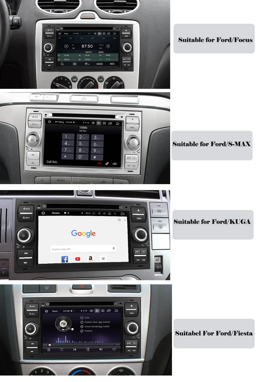 DSP ips 2 din Android 9,0 Автомобильный gps dvd-плеер для Ford Mondeo S-max Focus C-MAX Galaxy Fiesta transit Fusion подключение kuga радио