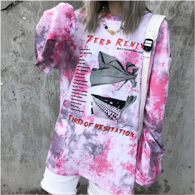 Футболка большого размера с коротким рукавом в стиле Харадзюку хип хоп хлопковая