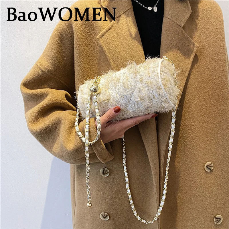 

BaoWomen Short Plush Shoulder Bags Women Soft Simple Vintage Messenger Bag Female Animal Print Crossbody Bags For Girls