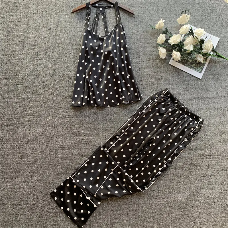 Женский шелковистый костюм Pajams новый женский пижамный комплект из 2 предметов