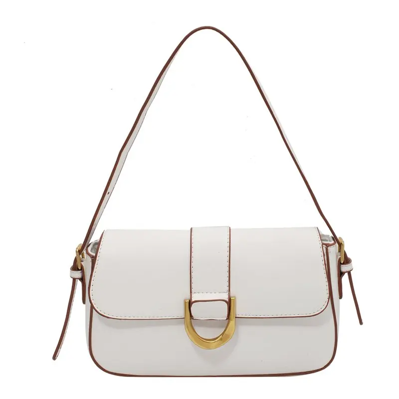 

Solid Color Simple Style PU Leather Underarm Crossbody Bags 2021 Fashion Summer Luxury Branded Trending Small Shoulder Handbags