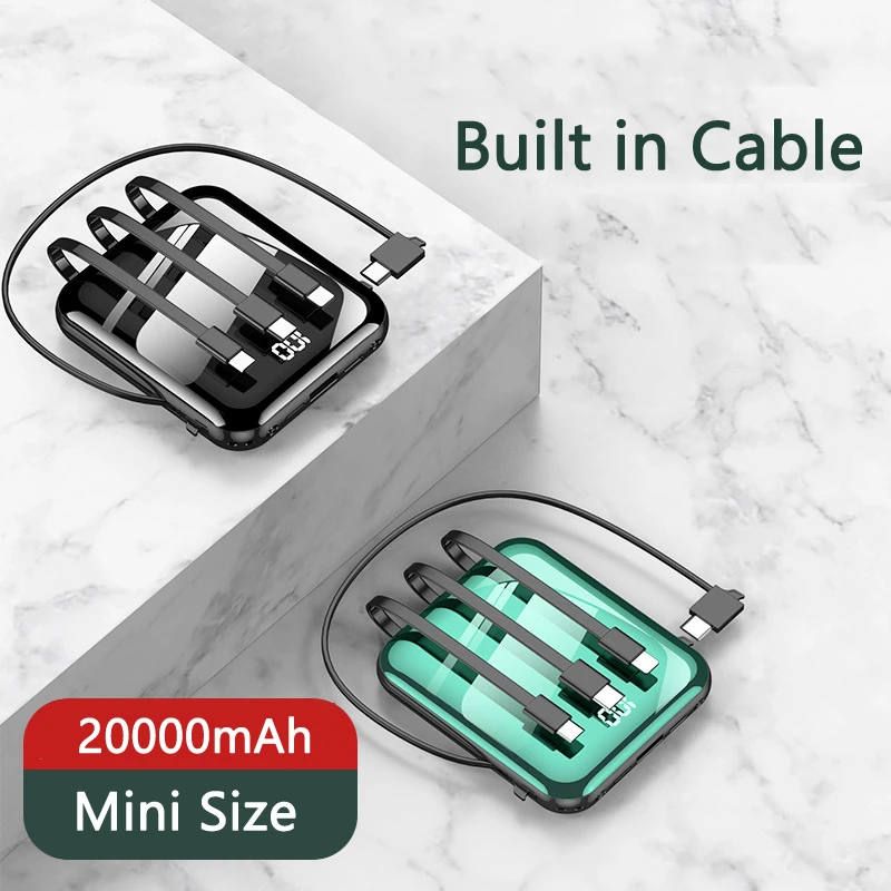 Портативный внешний светодиодный с кабелем Micro USB Type-C 20000 мАч | Мобильные телефоны
