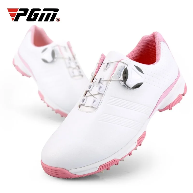 Pgm-zapatos de Golf impermeables para mujer, zapatillas ligeras con hebilla y perilla, transpirables y antideslizantes