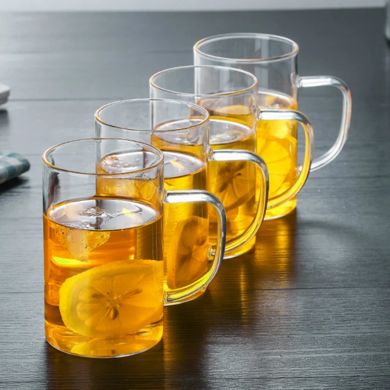 4 шт. Толстая стеклянная чайная чашка простая Однослойная Бытовая для сока