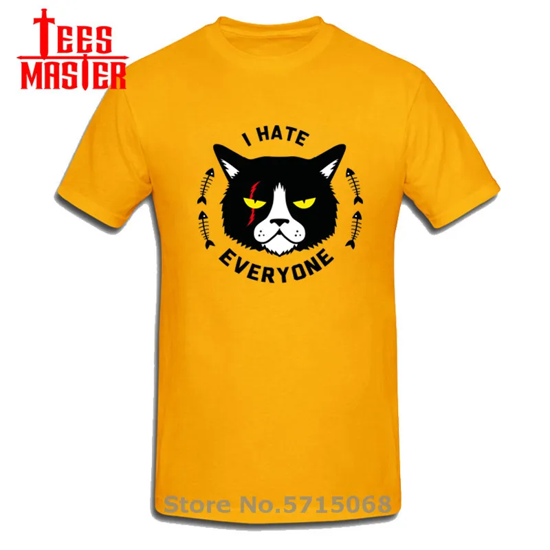 Parody I cat that hate everyone T shirt men Notorious Bad Angry Men's T-Shirts animal printed Tshirt cotton hipster Tops Tee | Мужская