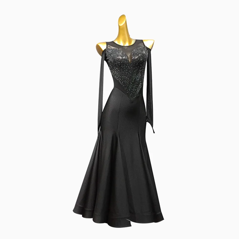 sexy ballroom dress standard dance for dancing waltz fringe sequins long tango black evening women | Тематическая одежда и