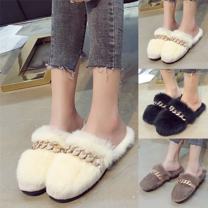 Зимние шерстяные тапочки женские сандалии из флока Уличная обувь на платформе