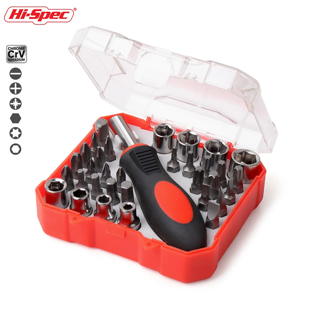 BI008 Hi-Spec Набор отверток 34 шт., Набор отверток, магнитный держатель для бит, Набор отверток с прорезями Phillips, Шестигранник, набор сверл Torx BI003 - Цвет: BI008