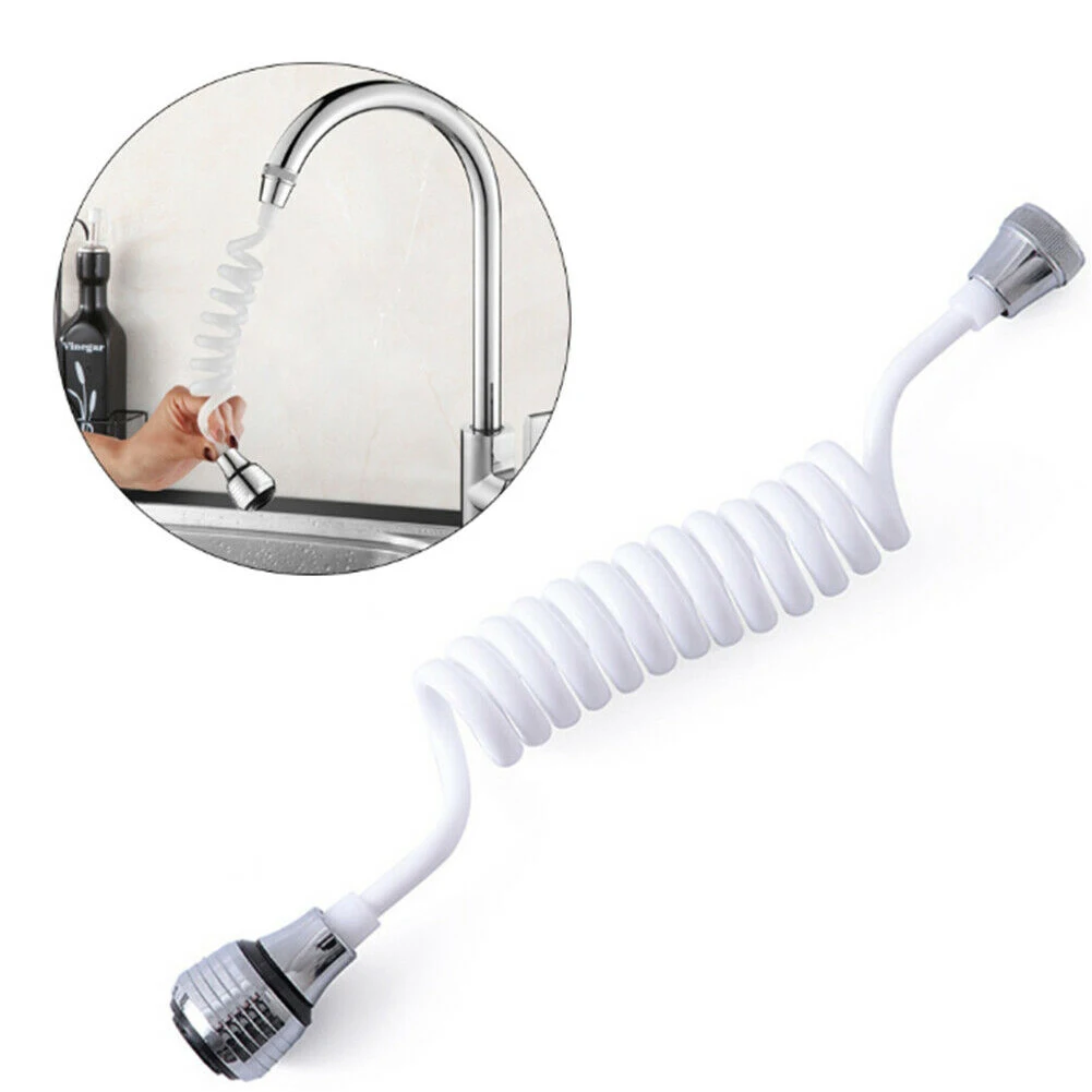 

1PC Kitchen Faucet Extension Extender 360 Rotatable Long Hose Portable Pullable Foaming Bathroom Shower Faucet Spring Tube