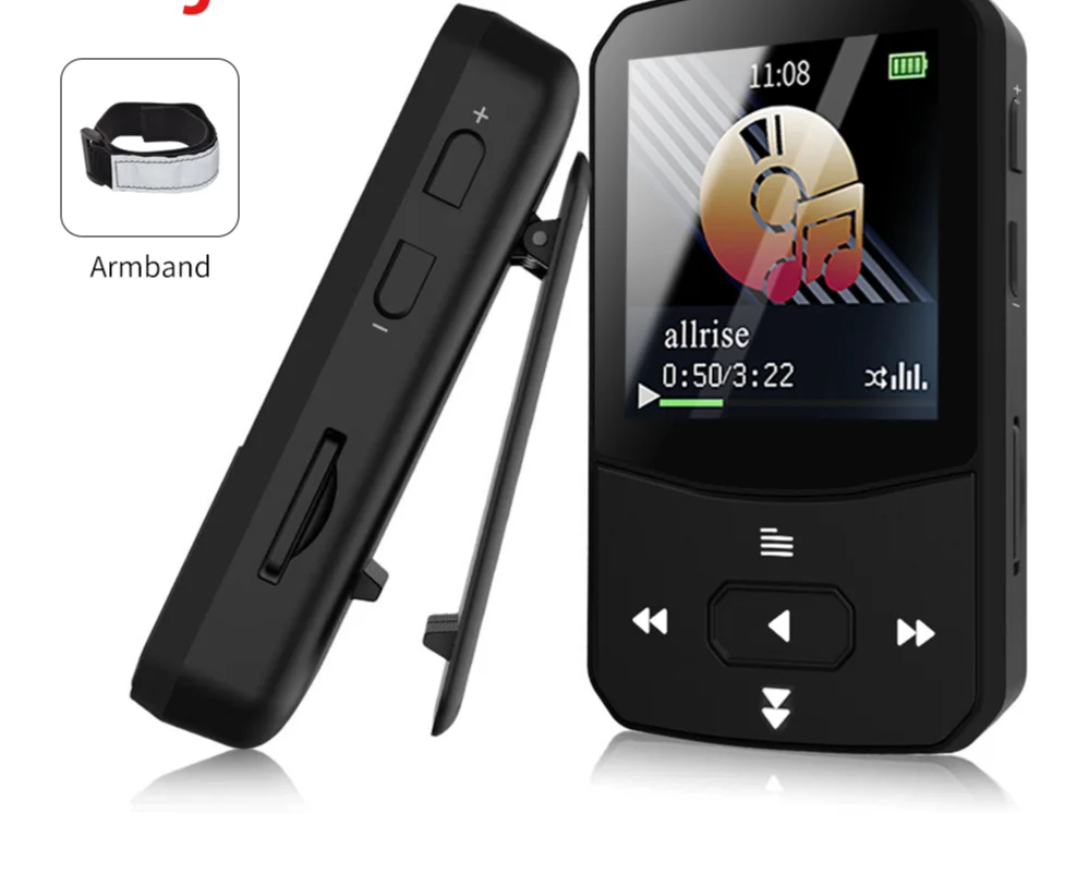 

Спортивный MP3-плеер Deelife с поддержкой Bluetooth для бега, воспроизведения музыки, на руку, портативный клип, шагомер, FM-радио, TF запись, Mini Mp 3