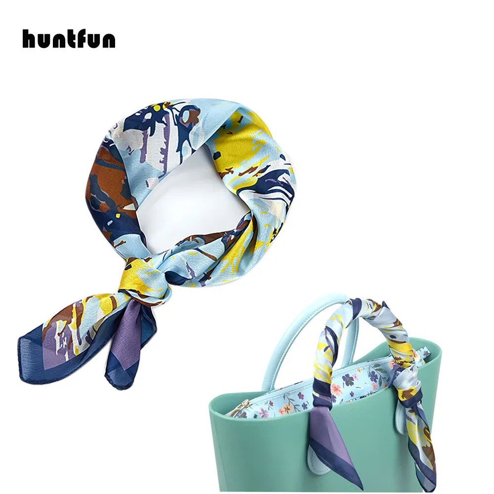 

NEW 1 piece women imitation silk Head Neck Hair Tie Neckchief printing flower square Scarf scarves for O bag obag handles