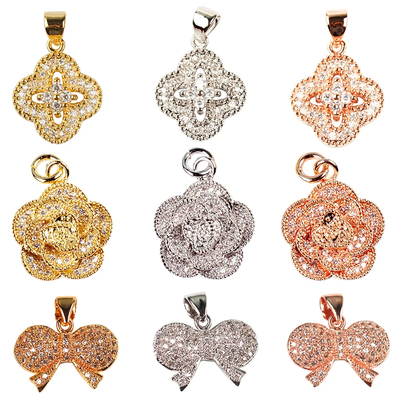 Подвеска в виде цветка камелии бант клевера изящная дизайнерская для ожерелья