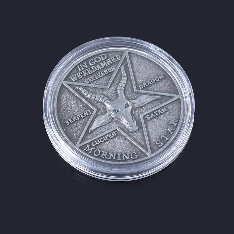 Lucifer Morning Star Satanic монета брелок древний старший свиток Дракон логотип для мужчин