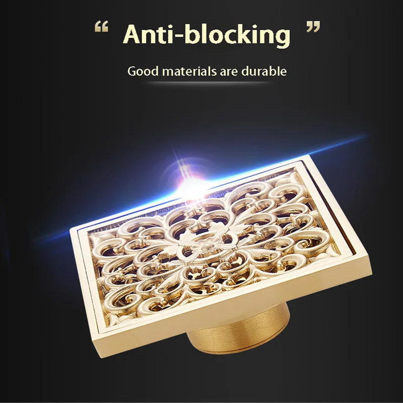 Полностью медный слив 10*10 см позолоченный Европейский дезодорант сердечник пола|