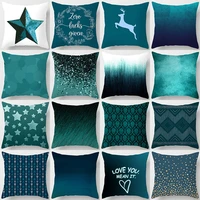 teal blue cushion cover polyester peachskin geometric pillow case decorative pillows living rome throw pillowcase 45x45cm