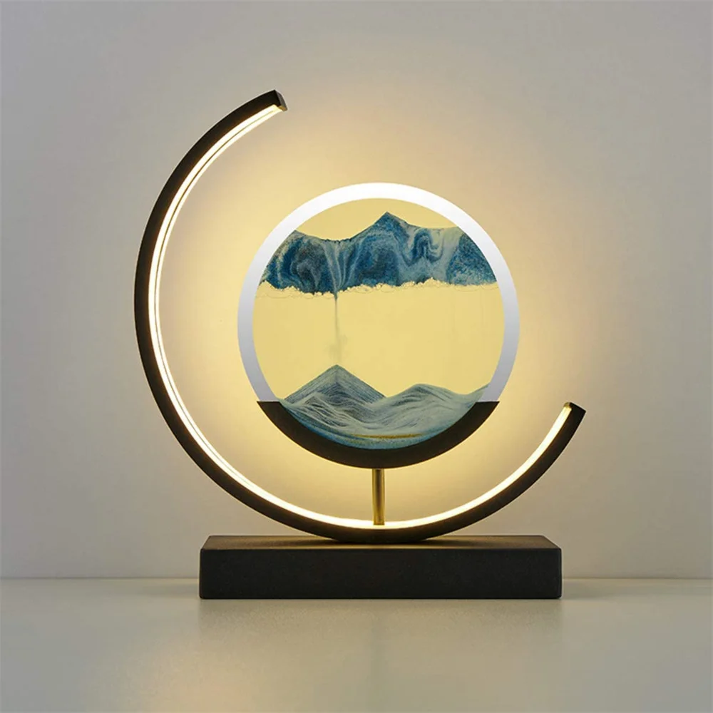 

15W 3D Hourglass Table Lamp Craft Quicksand Natural Landscape Flowing Sand Picture Moving Hourglass Night Lamp Home Decor