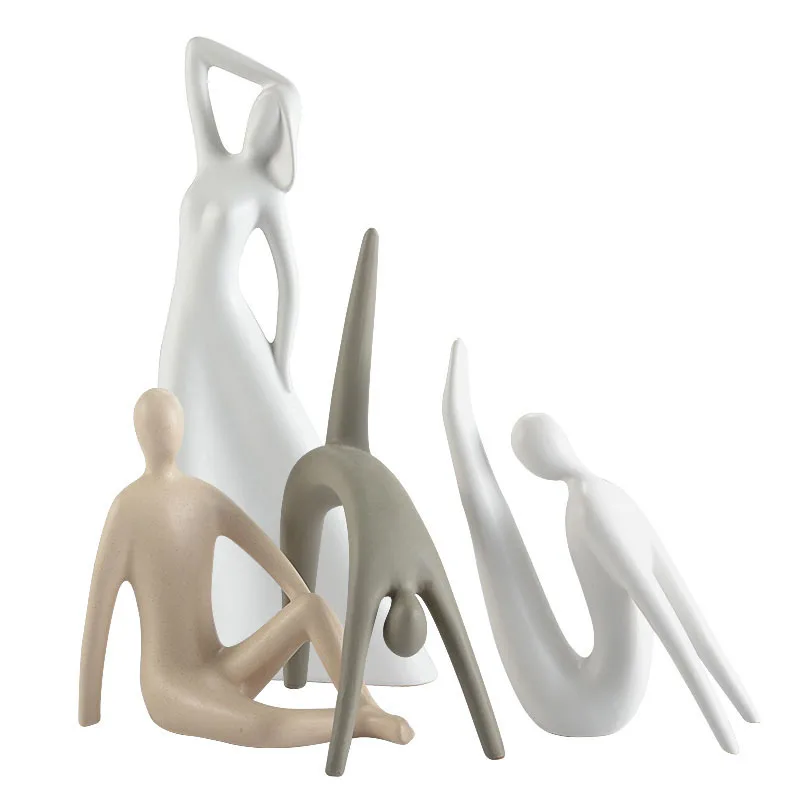 

Abstract Figures Statue Modern Decor Ceramic Ornaments Brief Character Statuette Tabletop Furnishings Living Room Decoration