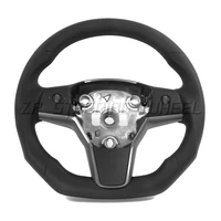 replace the car steering wheel carbon fiber full leather compatible for tesla model 3 model y yake 2017 2018 2019 2020 2021