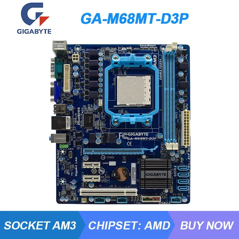 

GA-M68MT-D3P для Gigabyte Socket AM3 nVIDIA nForce 7025-630a материнская плата для настольного ПК DDR3 8 Гб PCI-E X16 VGA 10 × USB2.0 Micro ATX