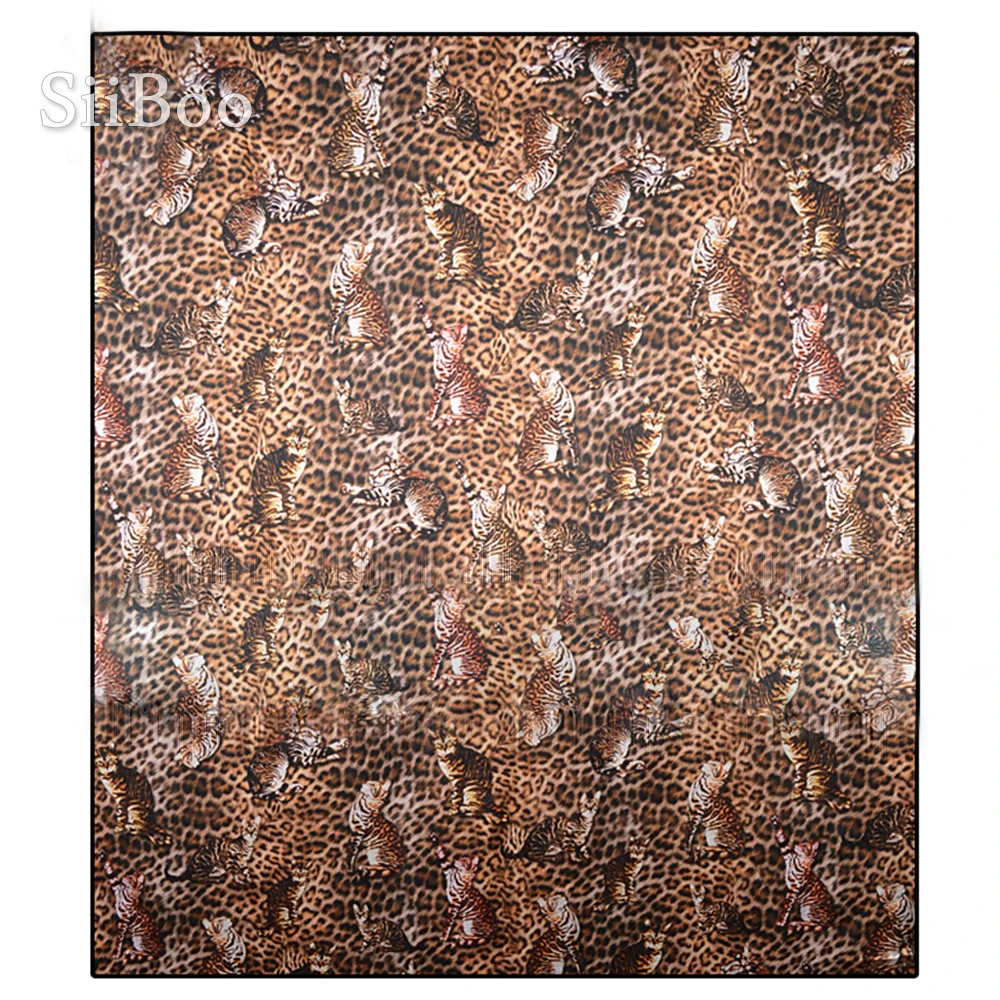 Коричневая шелковая ткань в американском стиле с леопардовым принтом из