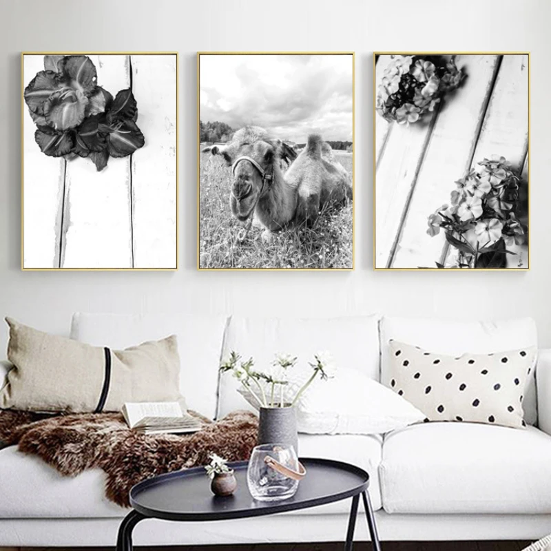 

Flower Unframed Classical Fabric Cloth Canvas Printings Black and White Abstract Wall Art Minimalist Psychedelic 3d