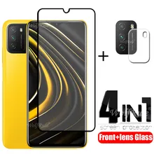 4-in-1 For Xiaomi Poco M3 Glass For Poco M3 Screen Protector HD Tempered Glass For Redmi Note 8 9 Pro Poco X3 NFC M3 Lens Glass