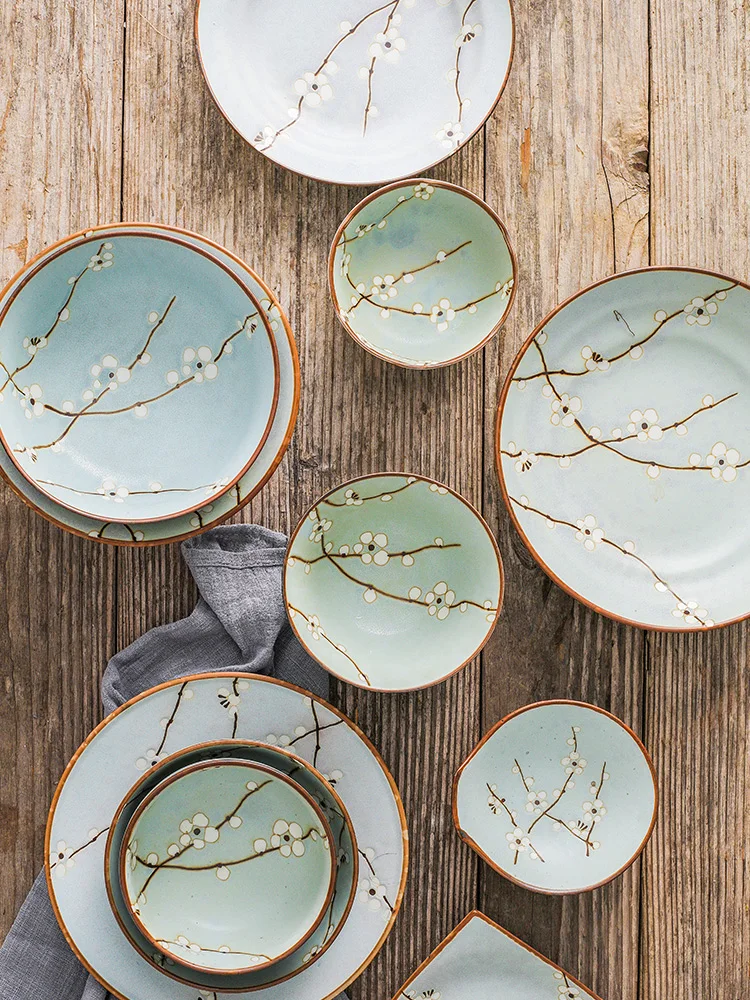 1 шт. японская миска тарелка керамическая подглазурная посуда с узором винограда