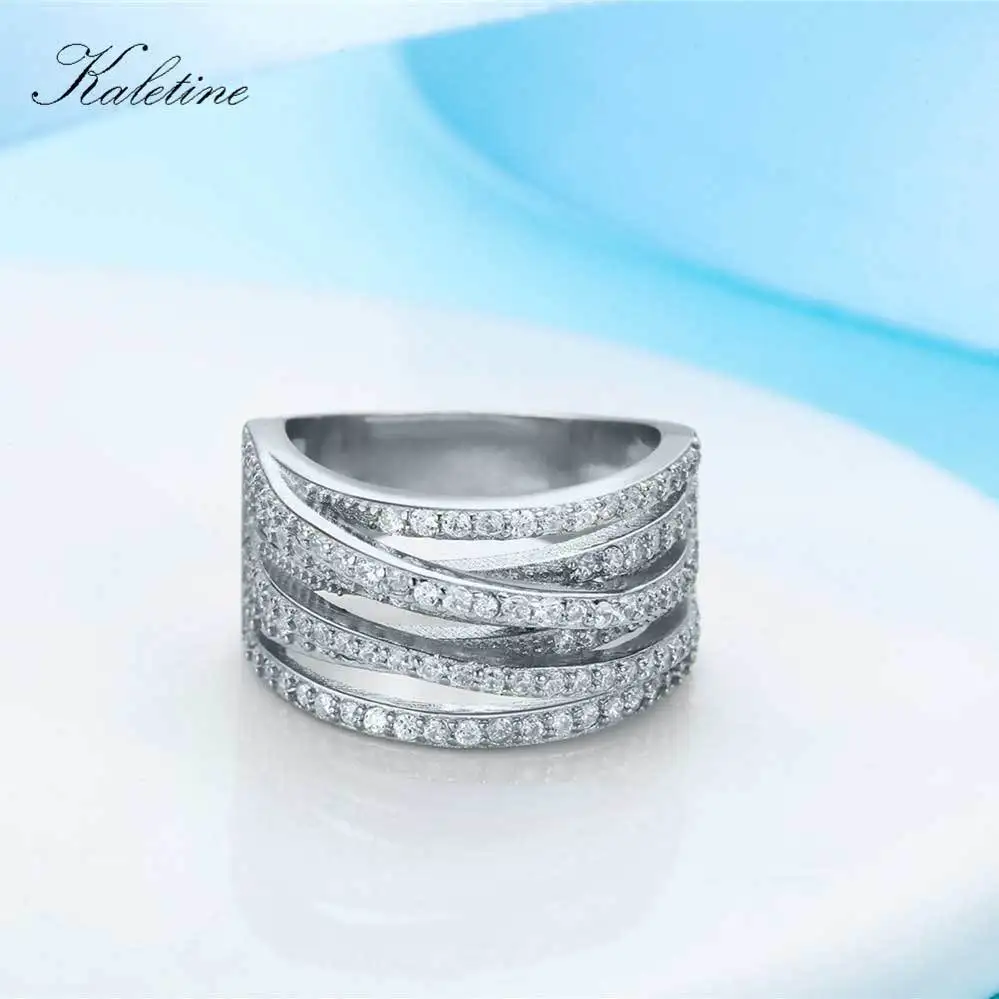 925 Solid Silver Ring Kaletine KLTR019 Grade AAA Zircons Micro Pave Setting Woman Rings | Украшения и аксессуары