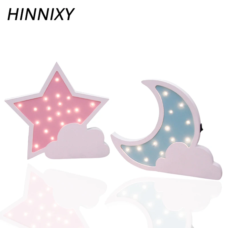Hinnixy Звезда Луна Облако свет Деревянная Детская Спальня украшение дома