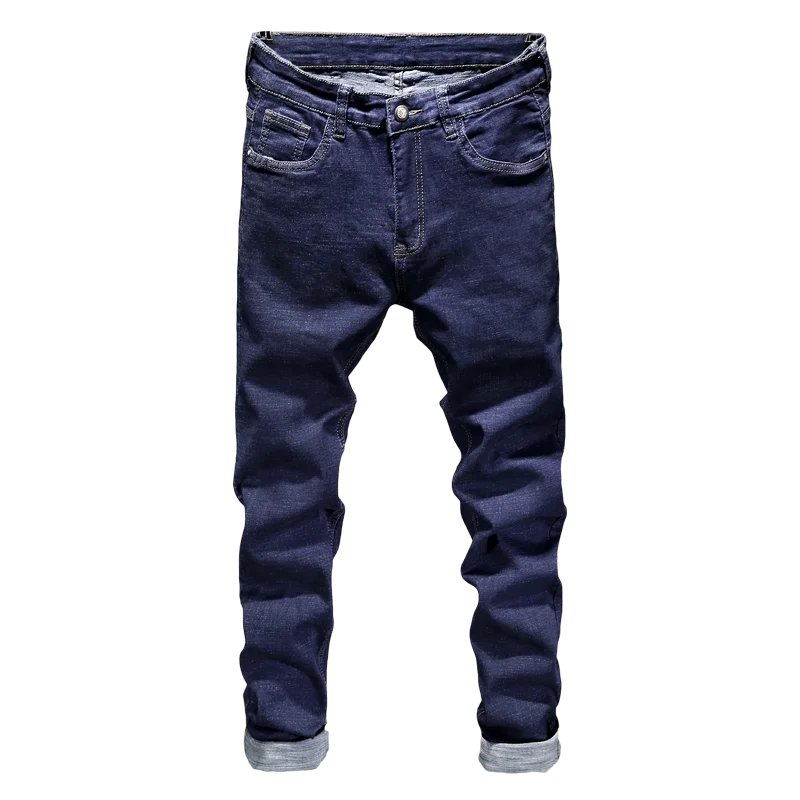 

Man jeans 2020 New blue Fashion business Casual Straight Denim Slim fit Pants Men Straight cut slight stretch Loose fit trousers