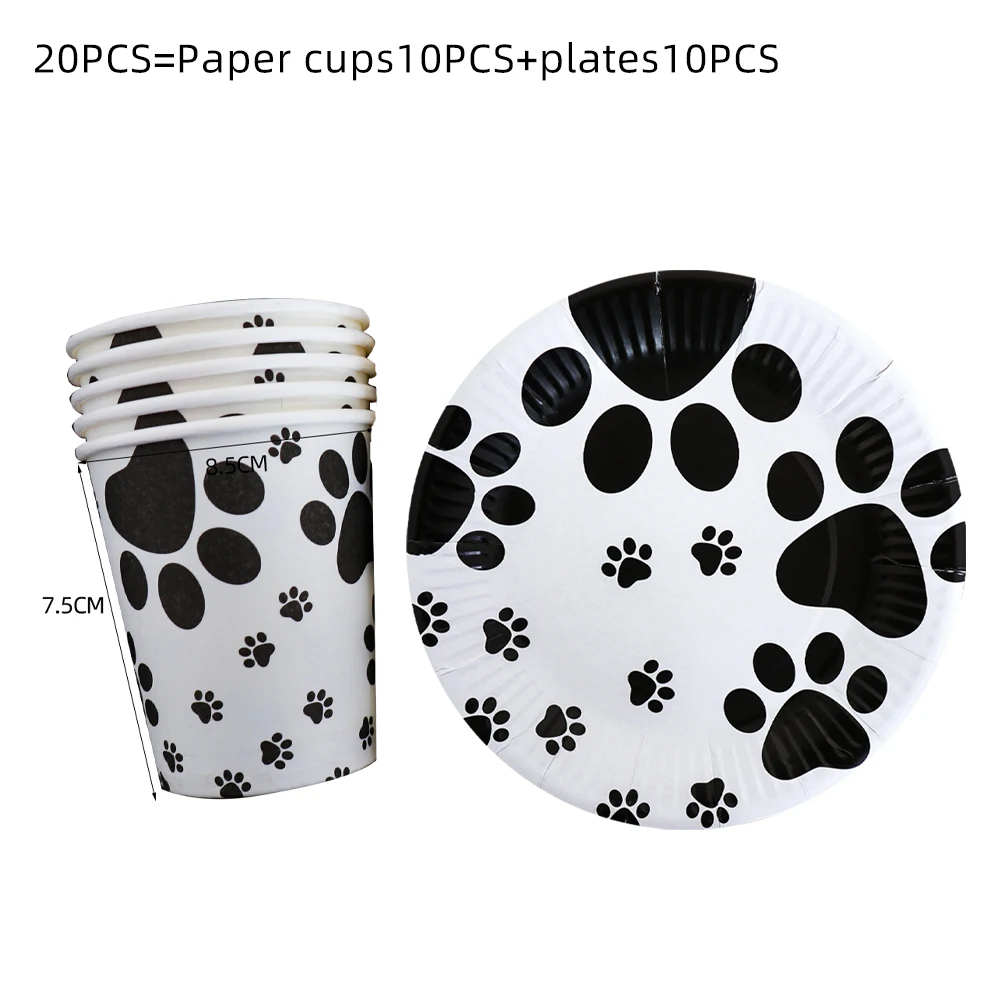 

Pet Cartoon Dog Paw Themedisposable Tableware Cup Plate Napkin Set Kids Boys Birthday Party Baby Shower Decoration Supplies