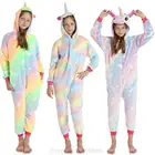 Светящаяся теплая пижама в виде единорога для детей, одежда для сна для девочек, детские кигуруми, удобный комбинезон в виде животных для модных радужных пижам
