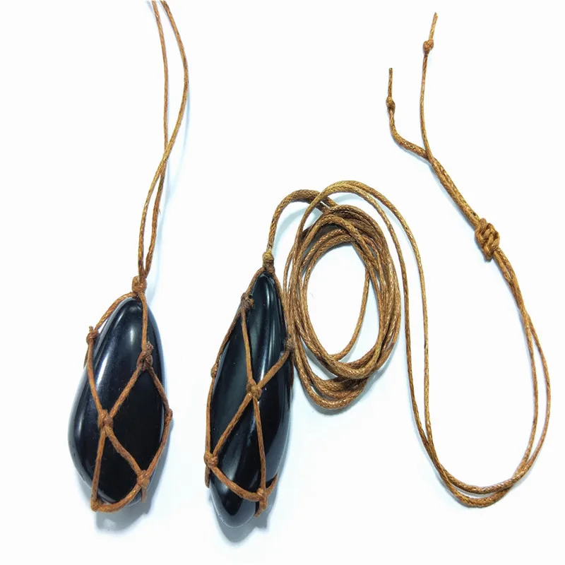 Ожерелье ручной работы из конопли кристала кварца натуральный камень кулон