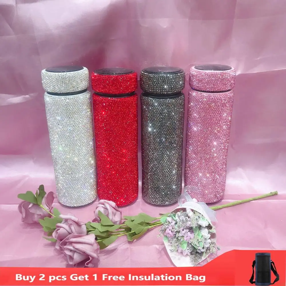 500 мл творческая глина алмаз термос бутылка Температура Дисплей