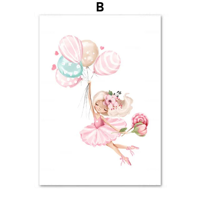 Розовая девушка медведь Фламинго Кролик Кот воздушный шар настенная Картина на