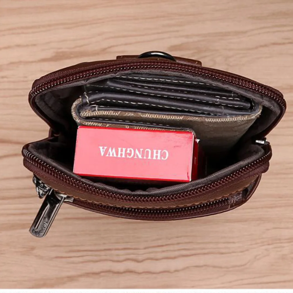

Genuine Leather Purse Cross Body Shoulder Hook Bags Waist Fanny Pack Men Hip Bum Natural Skin Belt Cell Phone Messenger Bag New